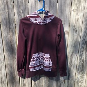 Empyre Maroon Hoodie with Aztec Design